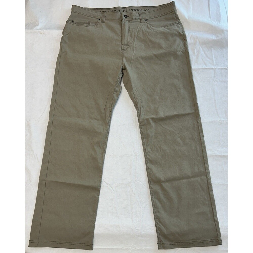 prAna Slim Fit Pants Mens 40x32 Brown Flat Front Nylon Stretch Outdoor